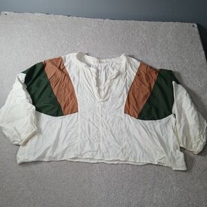 Free People Beating Hearts Top Womens Multi Hushed Grain Oversized V Neck Size S